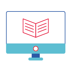 Graphic icon showing online course